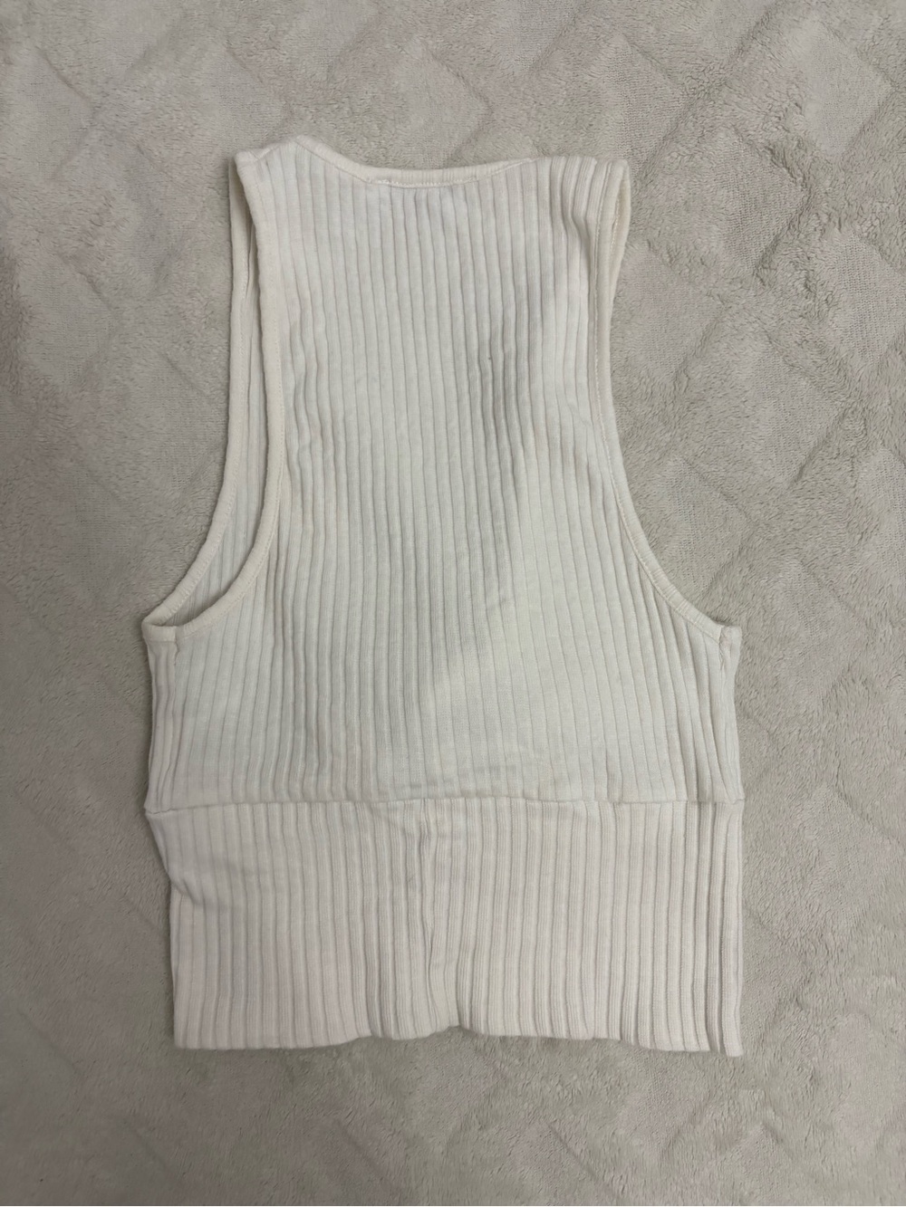 Zara Cream Ribbed Tie-Front Tank Top - Picture 2 of 2
